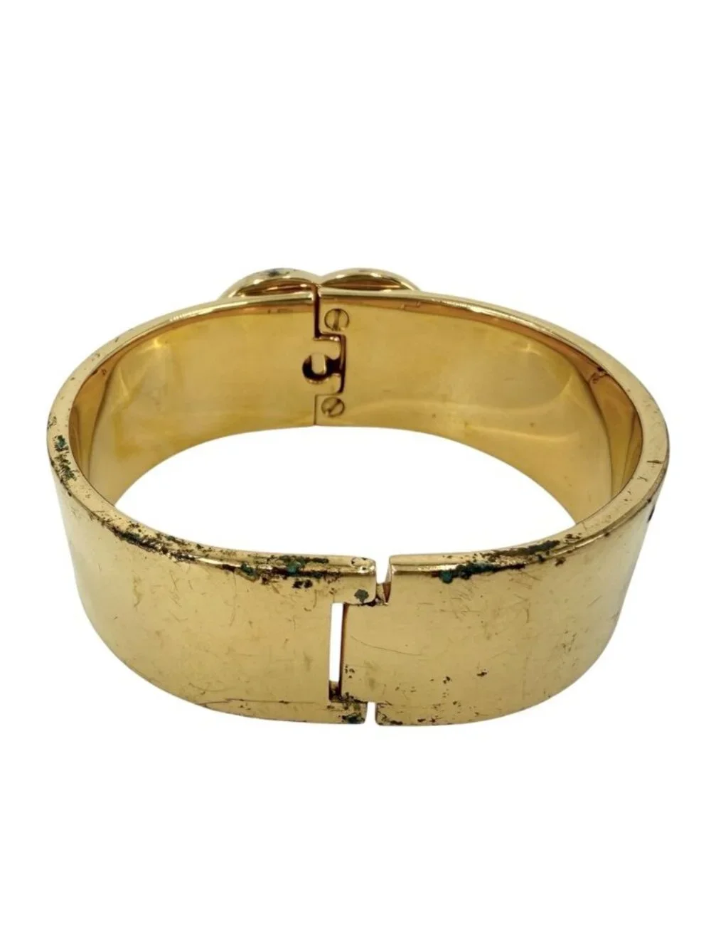 Chanel Bangle Bracelet CC Logo Vintage Turnlock Gold Plated